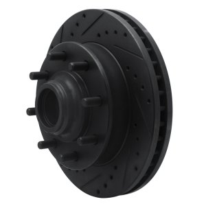 Chevrolet Express 3500 Brake Rotor (1) - Front Left - R1 Concepts - Drilled & Slotted - Black - `01-`02